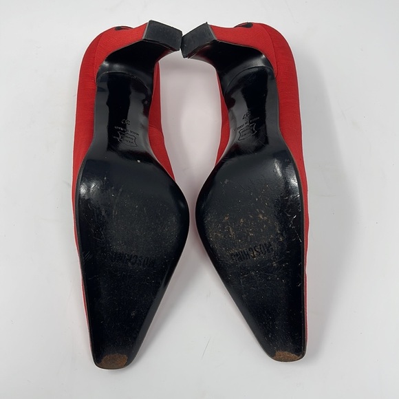 Moschino Red Fabric Question Mark Pumps Vintage - Picture 13 of 15